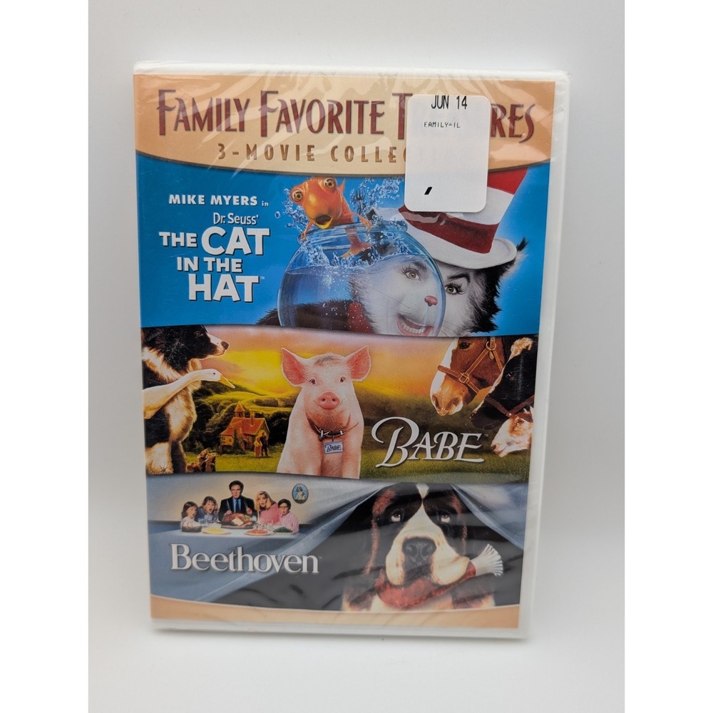 (DVD) Brand New Sealed 3 Movies Cat In‎ The Hat,Babe,Beethoven